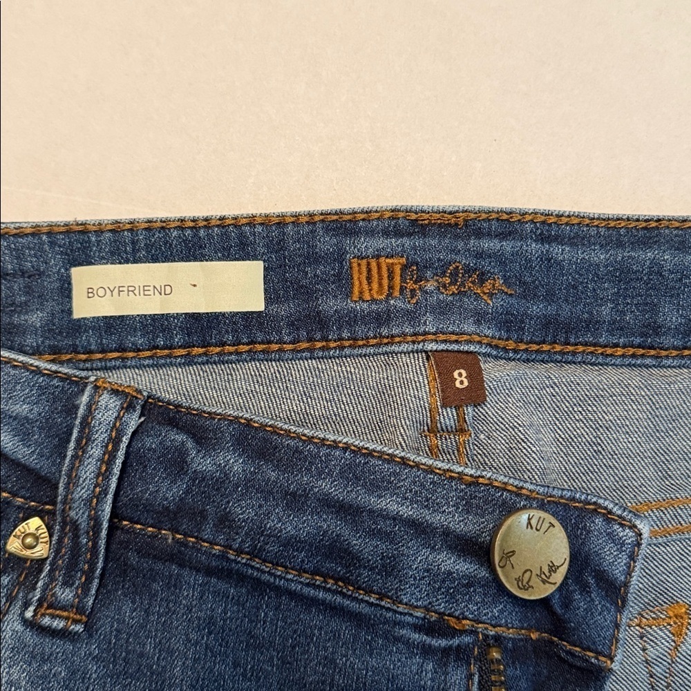 Kut From The Kloth Catherine Boyfriend Distressed Mid-rise Blue Jeans Size 8 - Picture 7 of 10